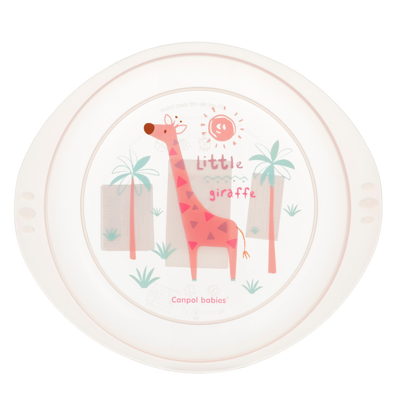 Чиния - розова с жираф, пластмаса  372314