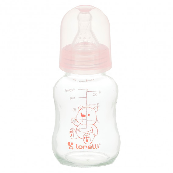 Стъклено шише, Baby care, 120 мл., 0+ месеца, розов Lorelli 372321 