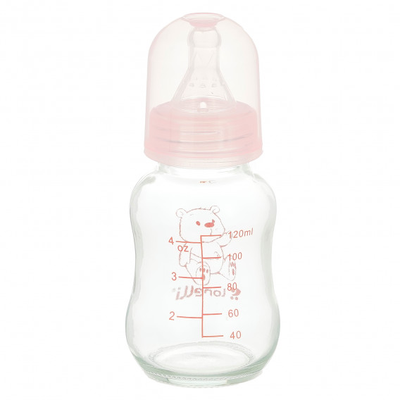 Стъклено шише, Baby care, 120 мл., 0+ месеца, розов Lorelli 372322 2