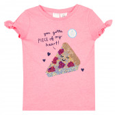 Тениска с променяща се картинка Пица за момиче розова Carter's 372608 1