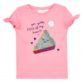 Тениска с променяща се картинка Пица за момиче розова Carter's 372609 2