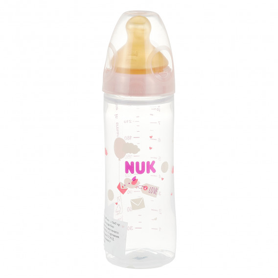 Полипропиленово шише за хранене, с биберон M, 6-18 месеца, 250 мл, цвят: розов NUK 372930 