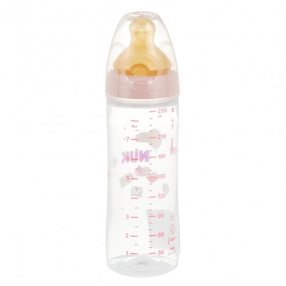 Полипропиленово шише за хранене, с биберон M, 6-18 месеца, 250 мл, цвят: розов NUK 372931 2