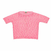 Пуловер с къс ръкав за момиче, розов Benetton 373718 