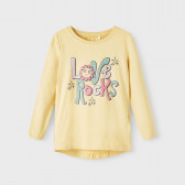 Памучна блуза Love rocks за бебе, жълта Name it 373935 