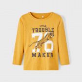 Памучна блуза Little trouble за бебе, жълта Name it 373938 