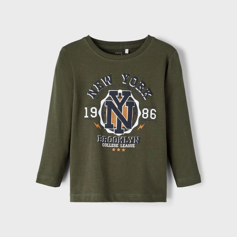 Памучна блуза New York за бебе, зелена  373941