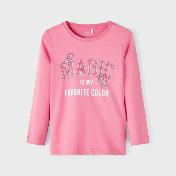 Памучна блуза Magic за бебе, розова Name it 374066 