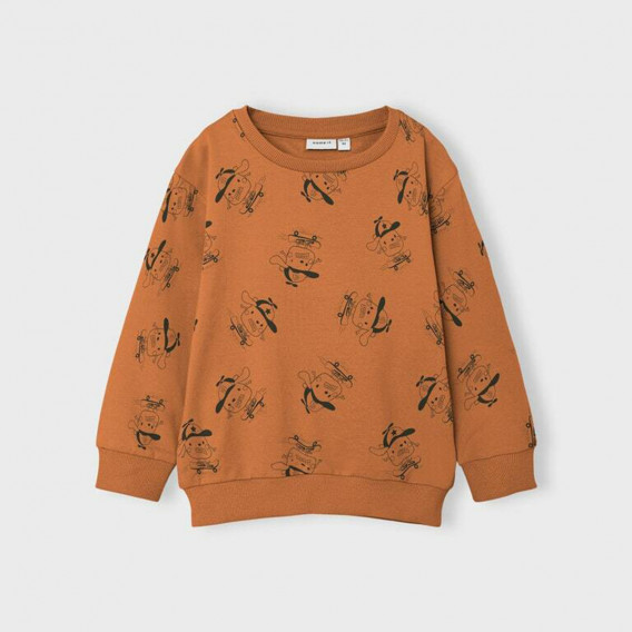 Памучна блуза Fun за бебе, оранжев цвят Name it 374110 