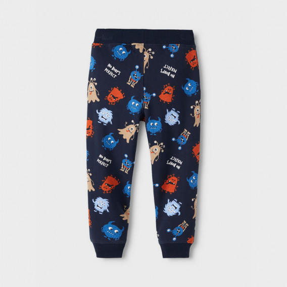 Памучен спортен панталон Monsters за бебе, тъмносив Name it 374166 2