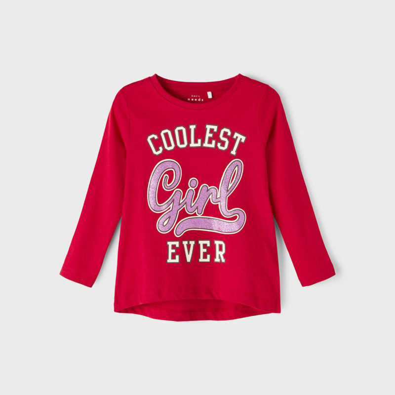 Памучна блуза Girl за бебе, червена  374250