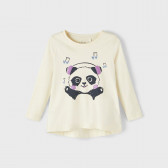 Памучна блуза Music panda за бебе, беж Name it 374253 