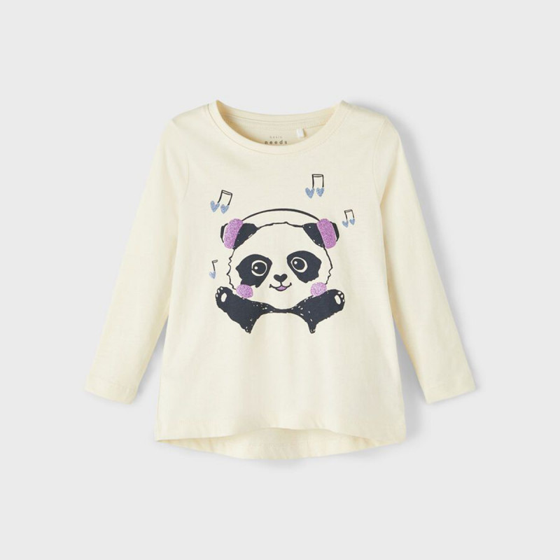 Памучна блуза Music panda за бебе, беж  374253