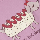 Памучна блуза A little hot-dog за бебе, лилава Name it 374260 3