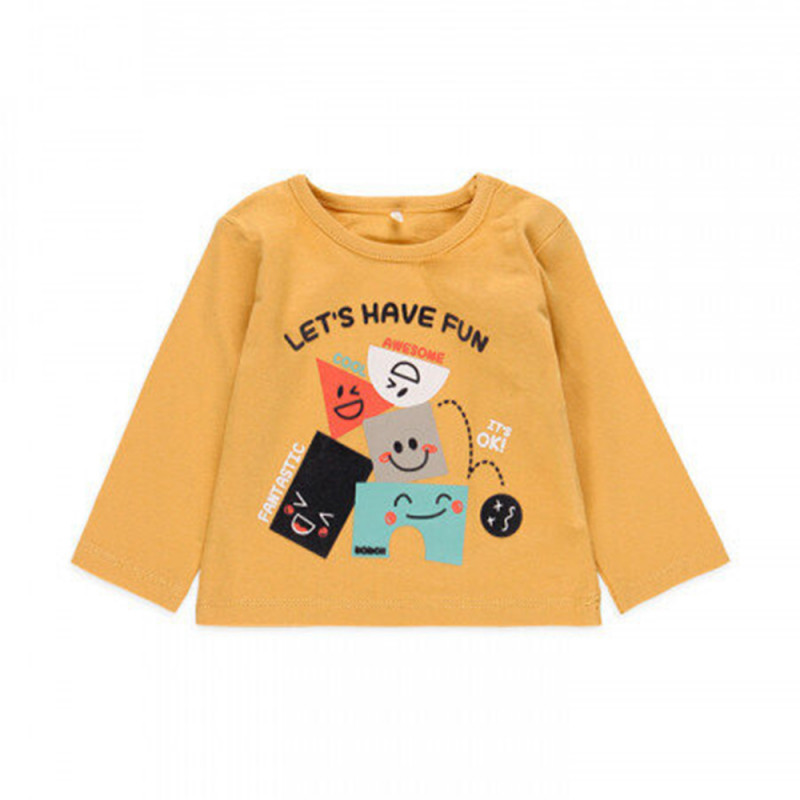 Памучна блуза Have fun за бебе, жълта  374618