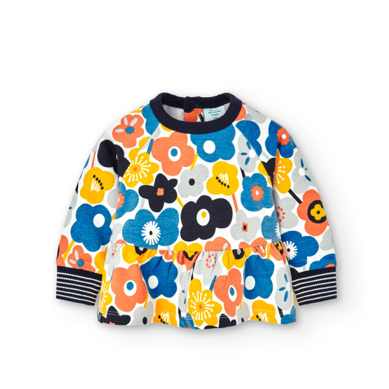 Памучна блуза Flowers за бебе, многоцветна  374627