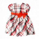 Памучна рокля с къс ръкав и червена панделка за бебе Chicco 37464 