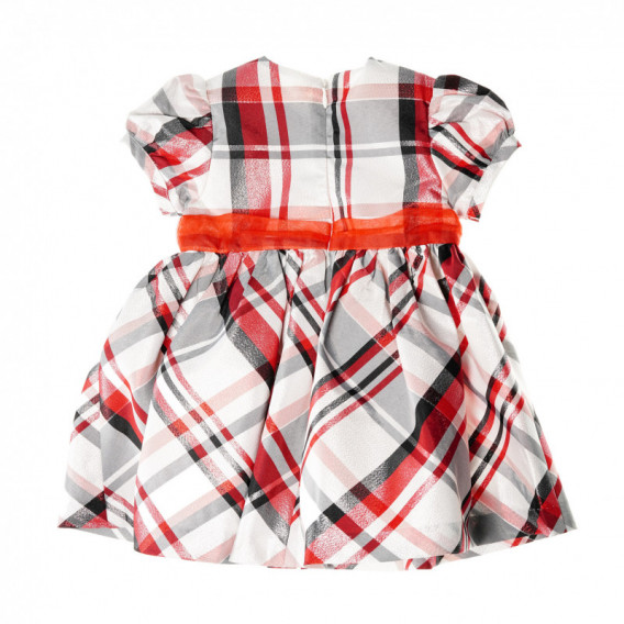 Памучна рокля с къс ръкав и червена панделка за бебе Chicco 37465 2