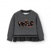 Памучна блуза Wild за бебе, тъмносива Boboli 374717 