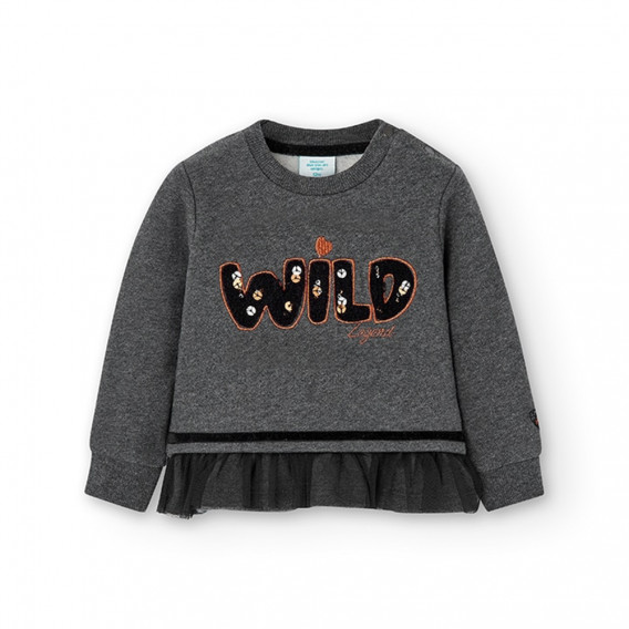 Памучна блуза Wild за бебе, тъмносива Boboli 374717 