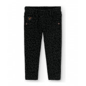 Памучен панталон с леопардов принт за бебе, черен Boboli 374724 