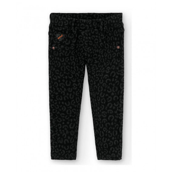 Памучен панталон с леопардов принт за бебе, черен Boboli 374724 