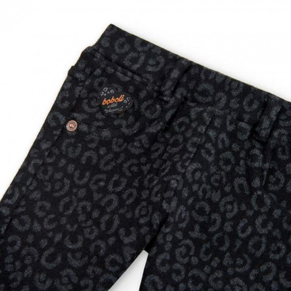 Памучен панталон с леопардов принт за бебе, черен Boboli 374726 3