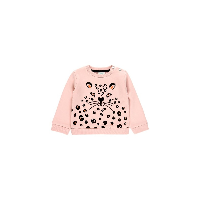 Памучна блуза с леопардов принт за бебе, розова  374727