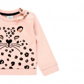 Памучна блуза с леопардов принт за бебе, розова Boboli 374729 3
