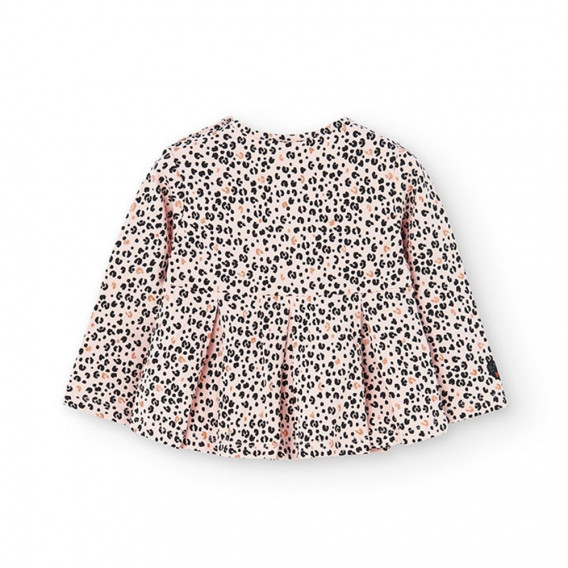 Памучна блуза с леопардов принт и къдрички за бебе, розова Boboli 374731 2