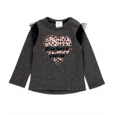 Памучна блуза с леопардов принт и къдрички за бебе, сива Boboli 374738 