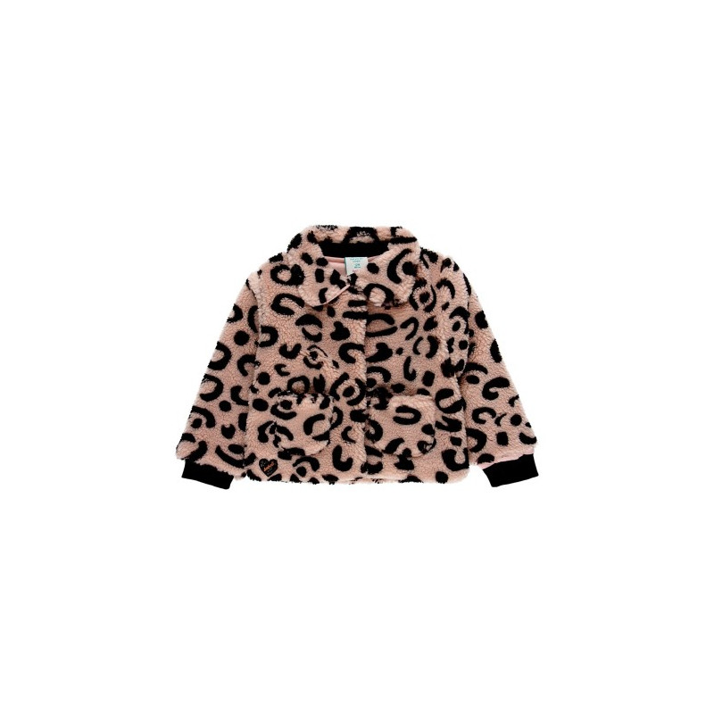 Палто с леопардов принт за бебе, розово  374754