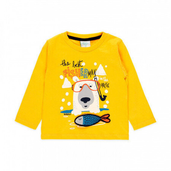 Памучна блуза Snow boys за бебе, жълта Boboli 374788 