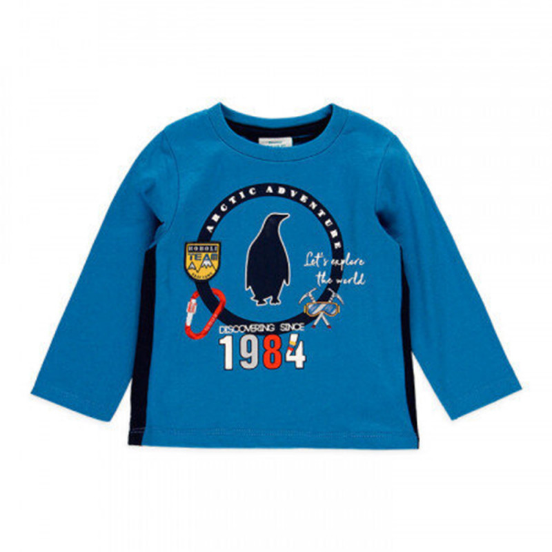 Памучна блуза Arctic adventure за бебе, синя  374801