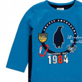 Памучна блуза Arctic adventure за бебе, синя Boboli 374803 3