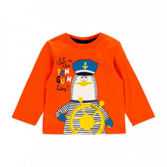 Памучна блуза Penguin за бебе, оранжев Boboli 374821 