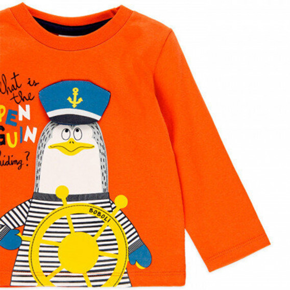 Памучна блуза Penguin за бебе, оранжев Boboli 374823 3