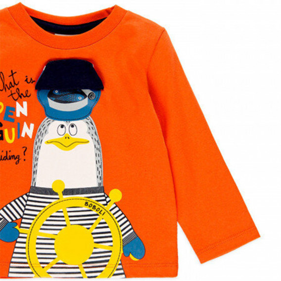 Памучна блуза Penguin за бебе, оранжев Boboli 374824 4