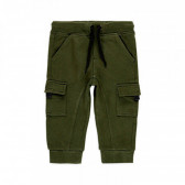 Памучен карго панталон за бебе, зелен Boboli 374840 
