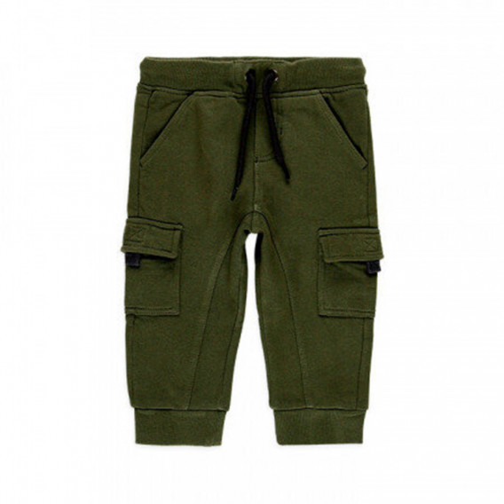 Памучен карго панталон за бебе, зелен Boboli 374840 