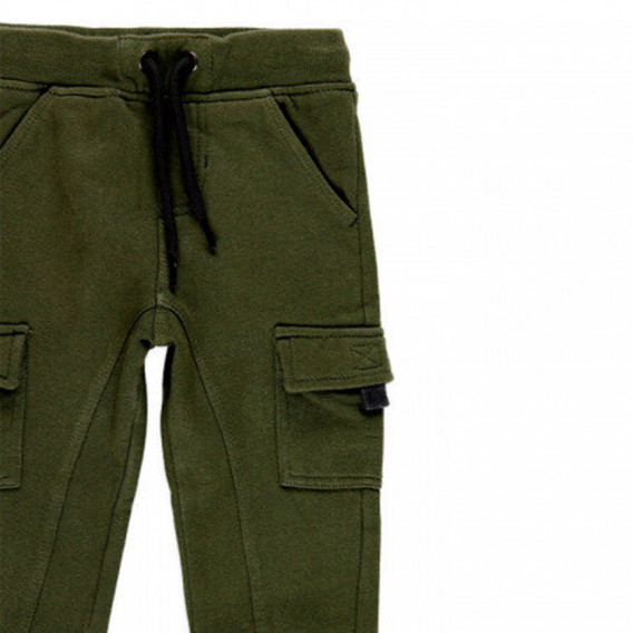 Памучен карго панталон за бебе, зелен Boboli 374842 3