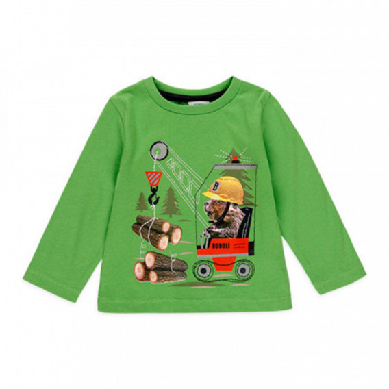 Памучна блуза Forest за бебе, зелена Boboli 374846 