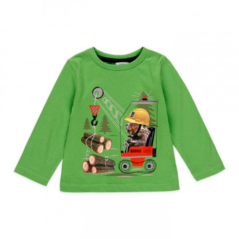 Памучна блуза Forest за бебе, зелена  374846