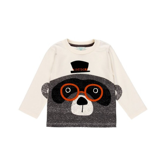 Памучна блуза Bear за бебе, бяла Boboli 374897 