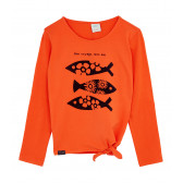 Памучна блуза Fish, оранжева Boboli 375037 