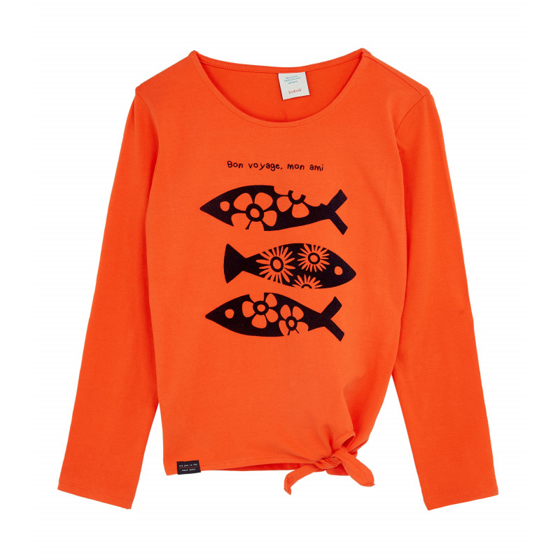 Памучна блуза Fish, оранжева  375037