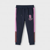 Памучен спортен панталон с щампа за бебе, син Name it 375103 