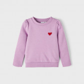 Памучна блуза с бродерия сърце за бебе, розова Name it 375124 