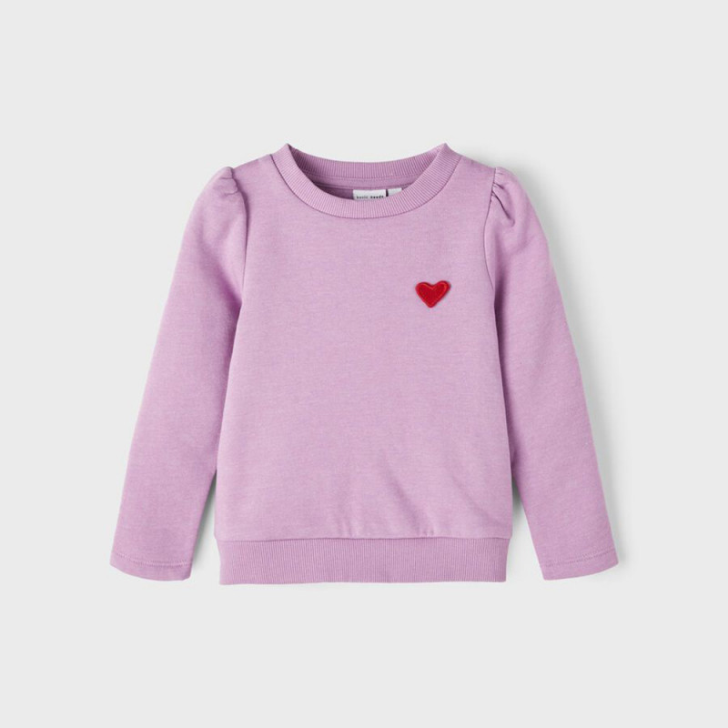 Памучна блуза с бродерия сърце за бебе, розова  375124
