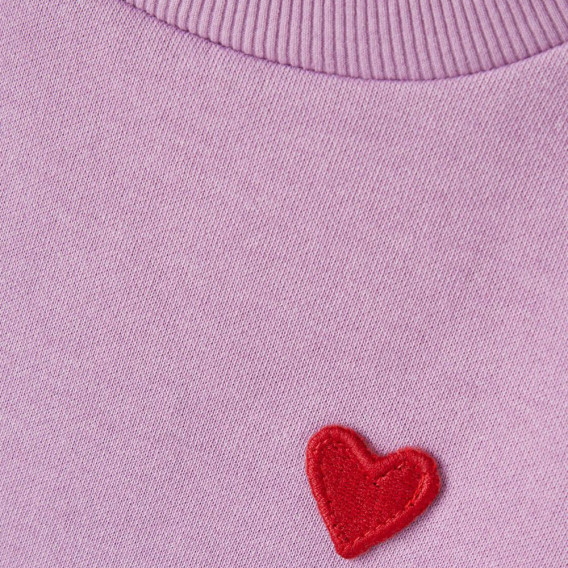Памучна блуза с бродерия сърце за бебе, розова Name it 375125 3